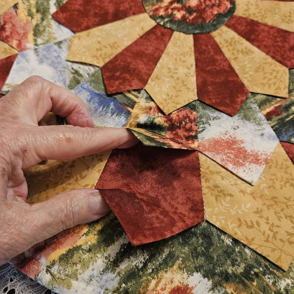 Amish Round Cotton Layered Patchwork Trivet / Hot Pad / Placemat / Pot Holder